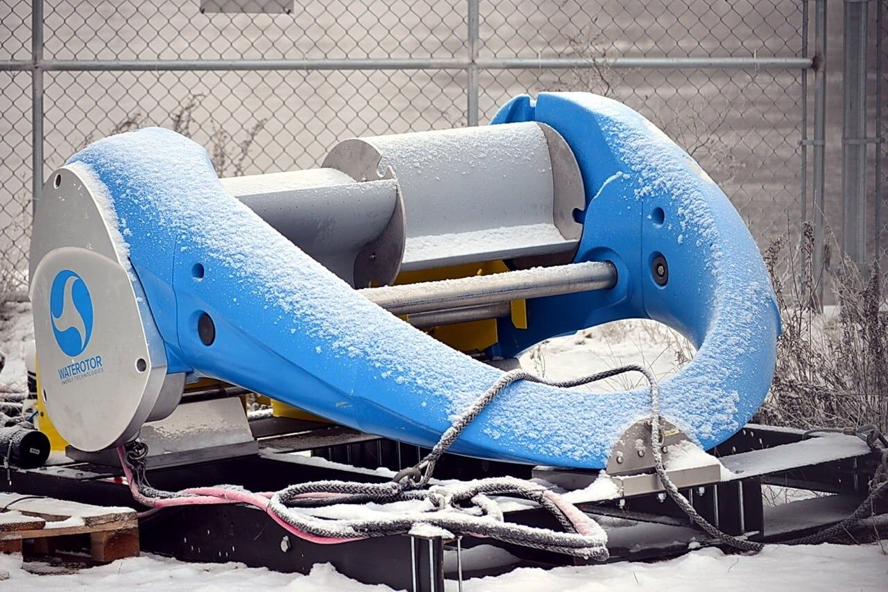 Waterotor V1.2 covered in fresh snow outdoors